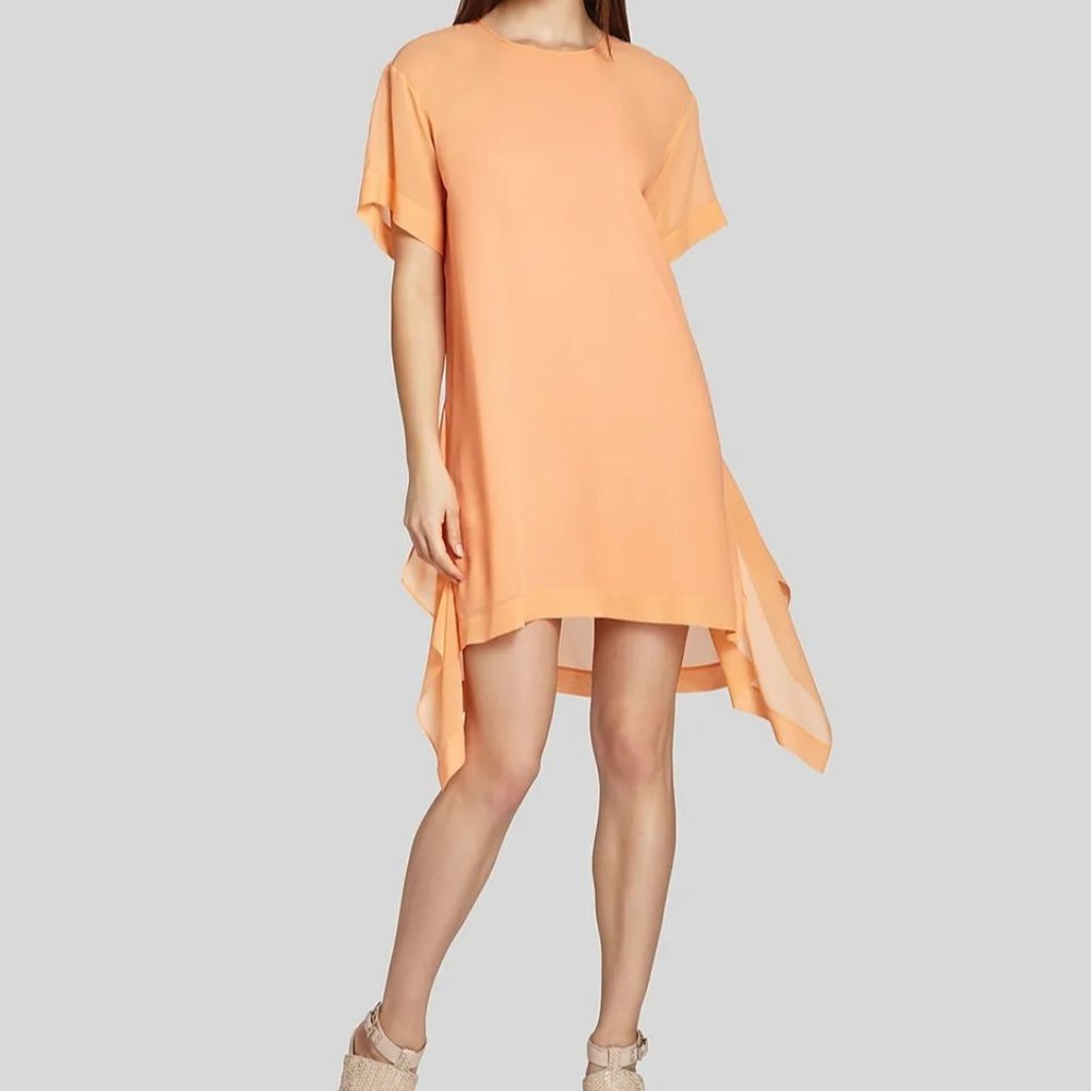 BCBG Max Azria Orange Silk Ruffle Mini Dress SZ M